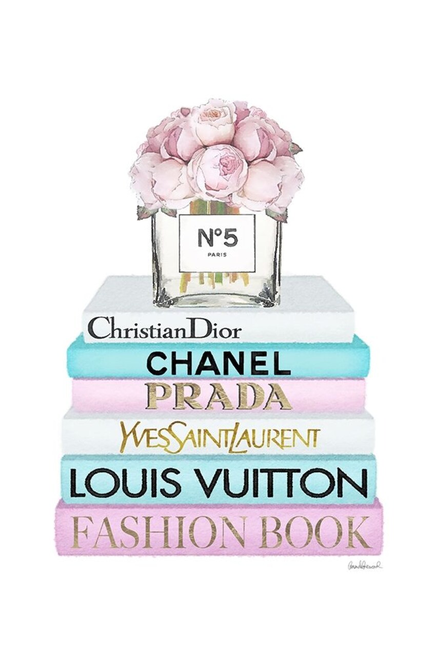 Bookstack Pink Roses Vase Poster Print by Amanda Greenwood Amanda Greenwood # AGD117310